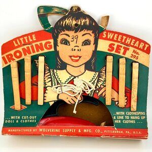 Vintage 1940s Little Sweetheart Ironing Set No. 295 Wolverine w/ Tin Toy Iron